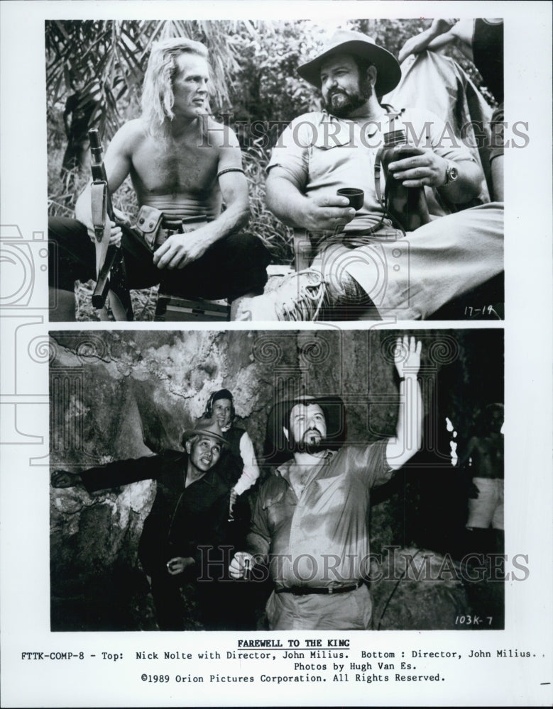 1989 Press Photo Actor Nick Nolte &amp; Director John Milius Of Farewell To The King - Historic Images