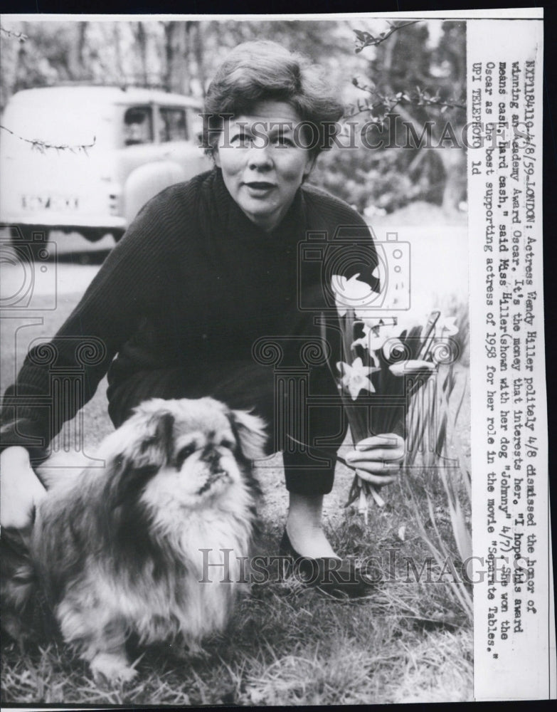 1959 Press Photo Actress Windy Hiller and her dog Johnny - Historic Images