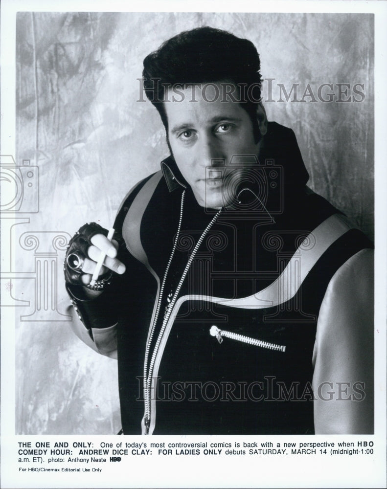 1994 Press Photo Comedian Andrew Dice Clay For Ladies Only HBO - Historic Images