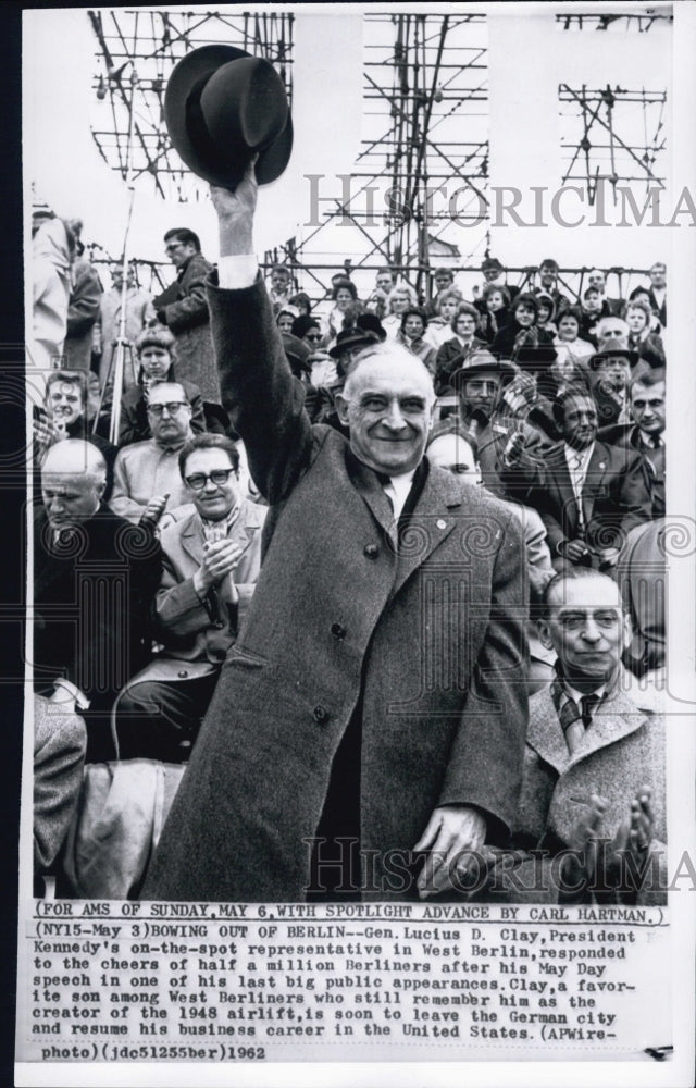 1962 Press Photo General Lucius D. Clay Kennedy Representative West Berlin - Historic Images