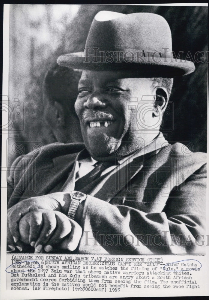 1965 Press Photo African Zulu Chief Gatsha Buthelezi Smiles - Historic Images