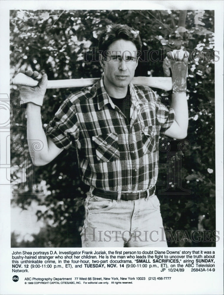 1989 Press Photo Actor John SHea in "Small Sacrifices" - Historic Images