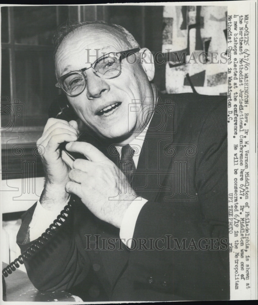 1960 Press PhotO Rev Dr W Vernon Middleton of Philadelphia Northeast Methodist Jurisdictional Confer - Historic Images