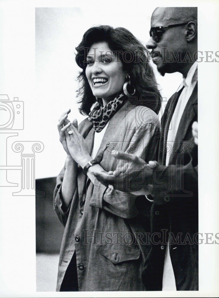 1987 Press Photo Actress Barbara Stock at the welcome back spencer party - Historic Images