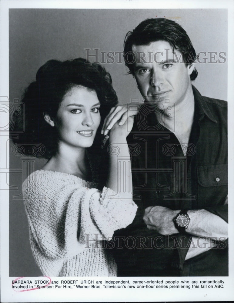 1985 Press Photo Barbara Stock and Robert Urich,&quot;Spencer for Hire&quot; - Historic Images