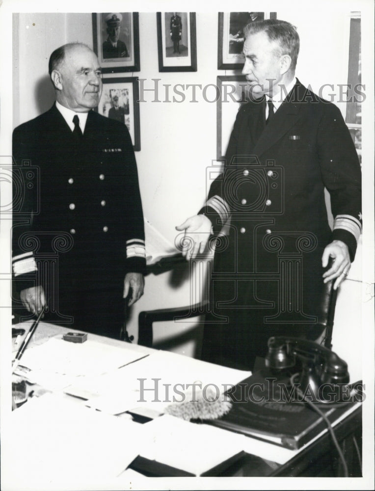 1939 Press Photo Admiral Sinclair Gannon &amp; Admiral Joseph Defrees - Historic Images