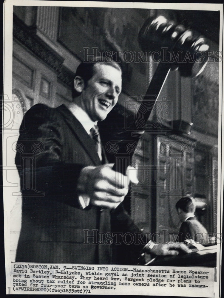 1971 Press Photo David Bartley Massachusetts House Speaker - Historic Images