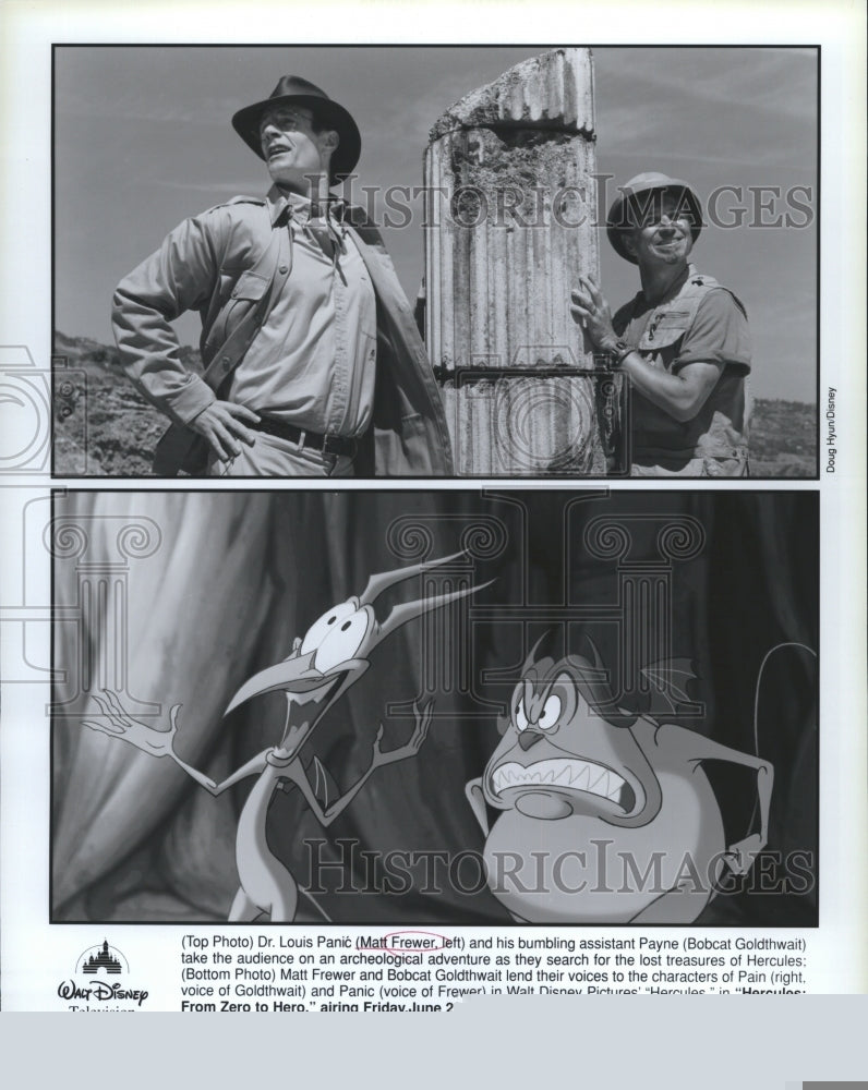 1997 Press Photo Dr. Louis Panic  Bobcat Goldthwait in Hercules - Historic Images