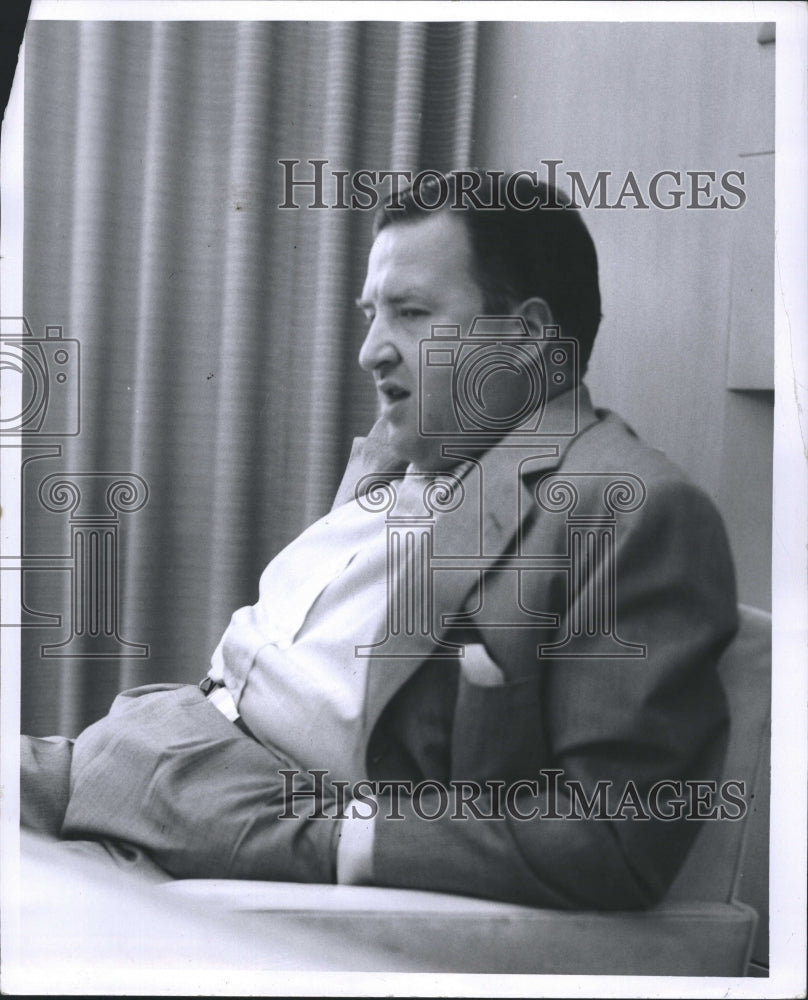 1955 Press Photo Henry Ford II - Auto Maker - Individual - At desk - Historic Images