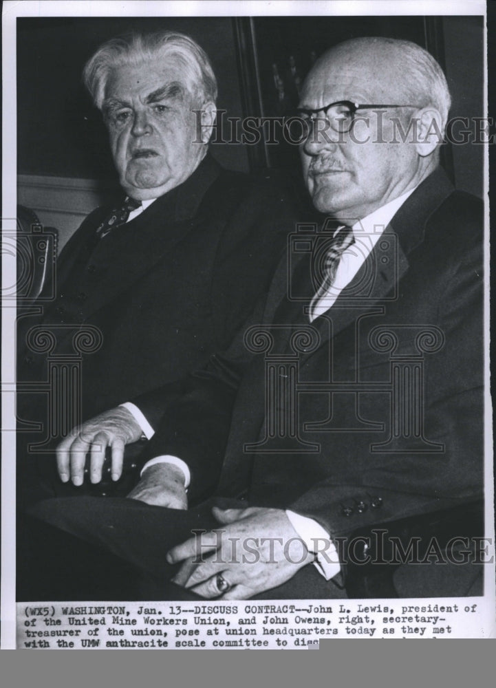 1959 Press Photo John L. Lewis President of the United Mine Workers John Owens - Historic Images