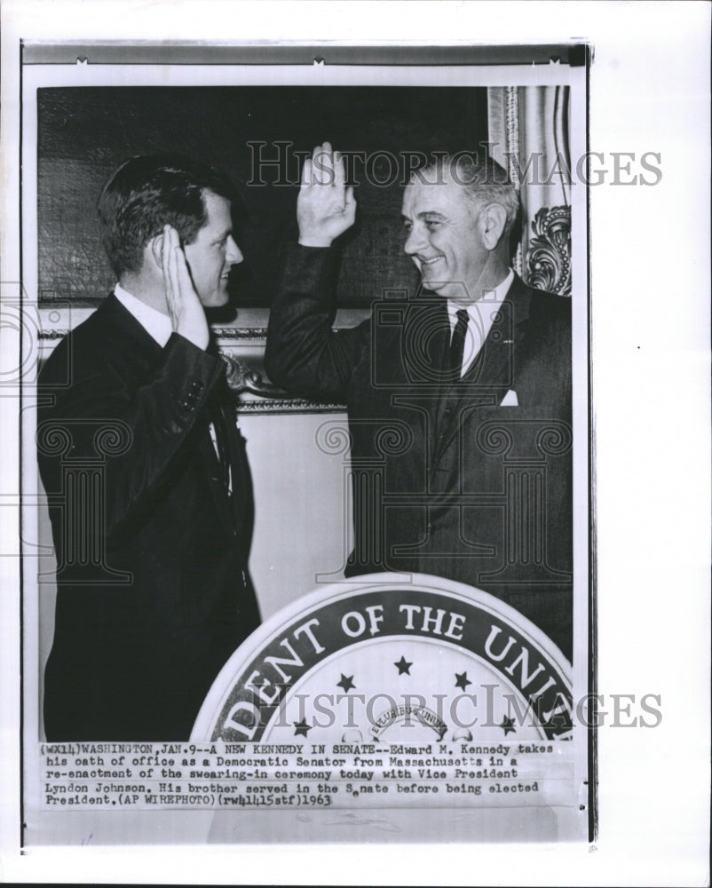 1963 Press Photo Edward M. Kennedy Takes His Oath of Offices Democratic Senator - Historic Images