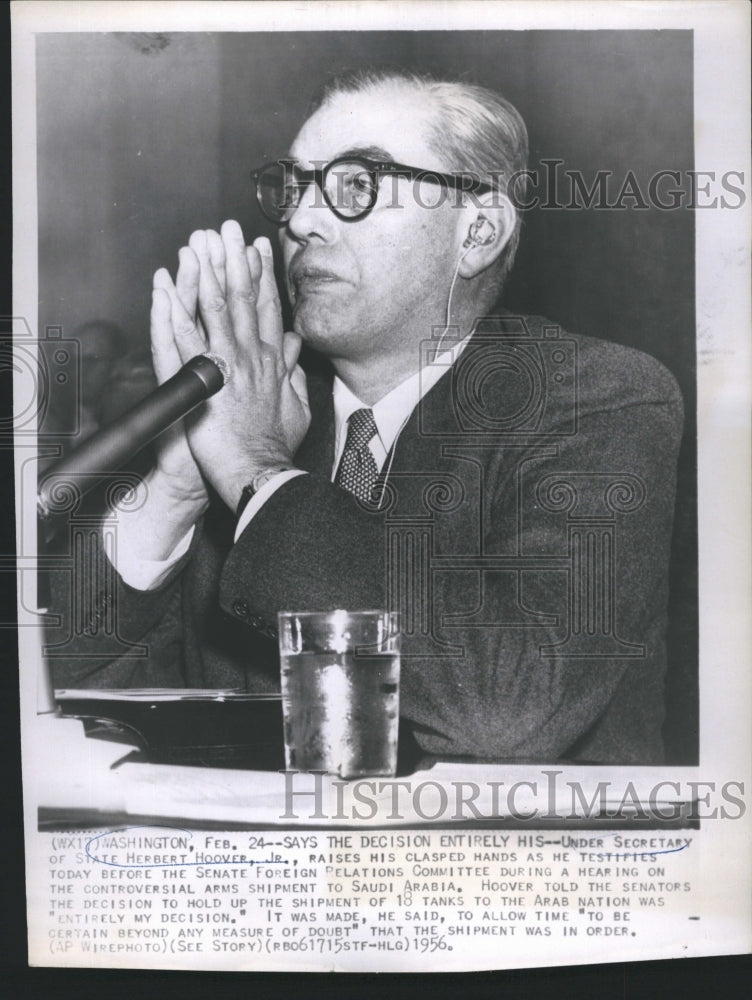 1956 Under Secretary of State Herbert Hoover, Jr. Raises His Hands-Historic Images