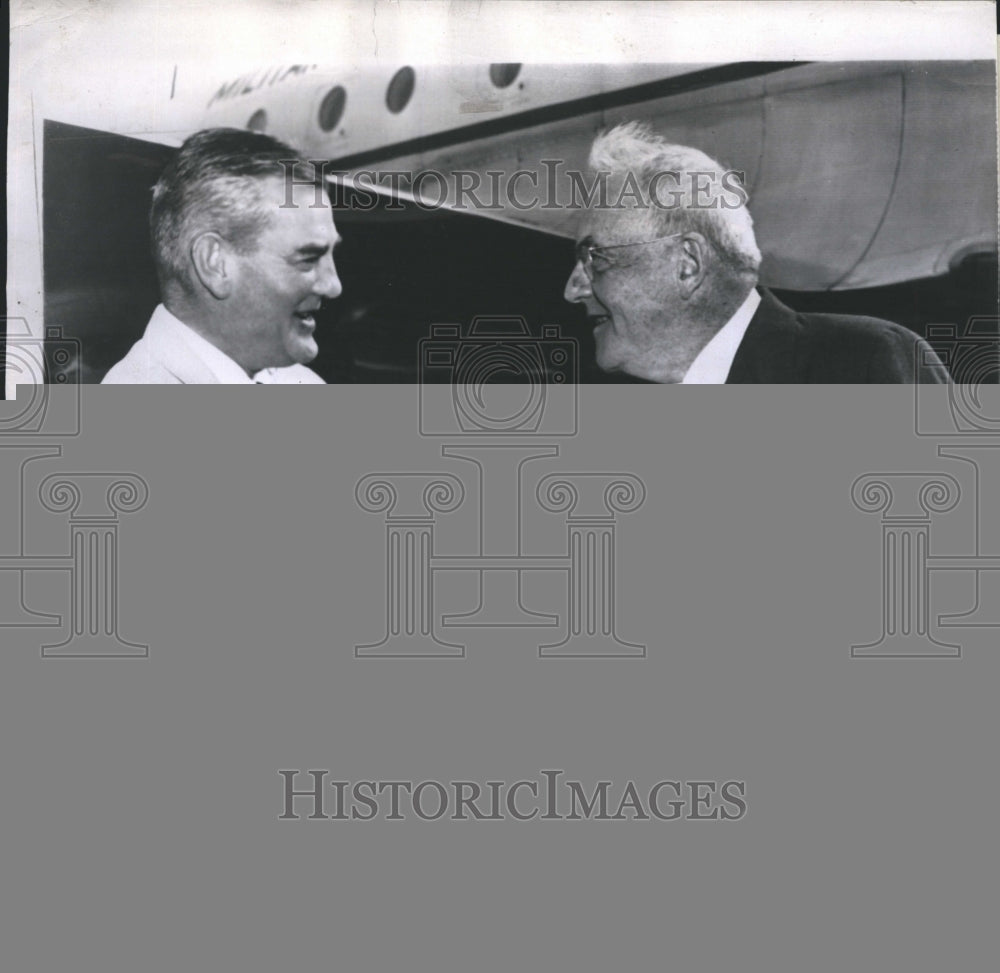 1955 Press Photo Undersecretary of State Herbert Hoover Jr. and Secretary John - Historic Images