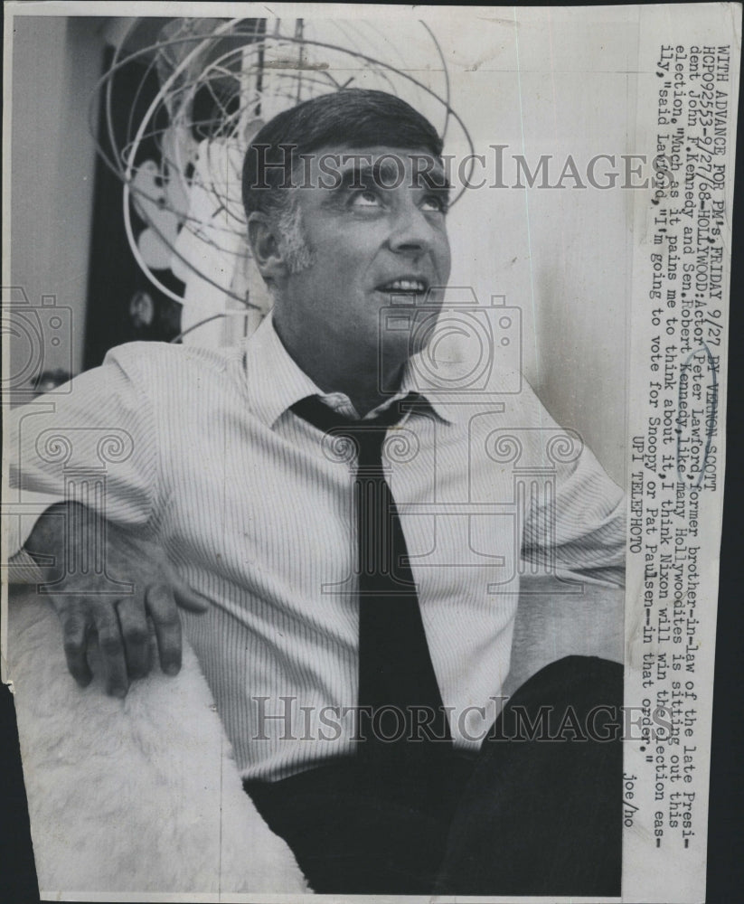 1968 Press Photo peter Lawford, Brother-in-Law of the Late President Kennedy - Historic Images