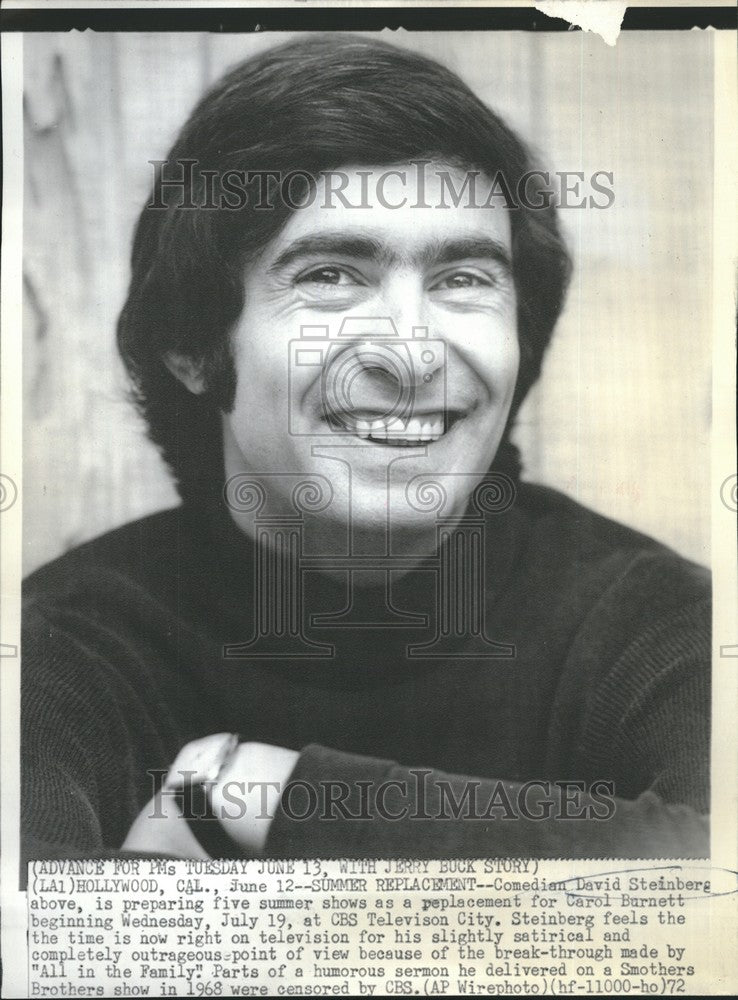 1972 Press Photo Comedian David Stenberg is Preparing five Summer - RSH01371 - Historic Images