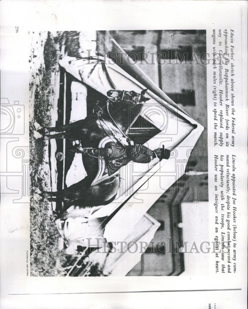 1961 Press Photo Edwin Forbes Sketch Above Shows the Federal Army - RSH01441 - Historic Images