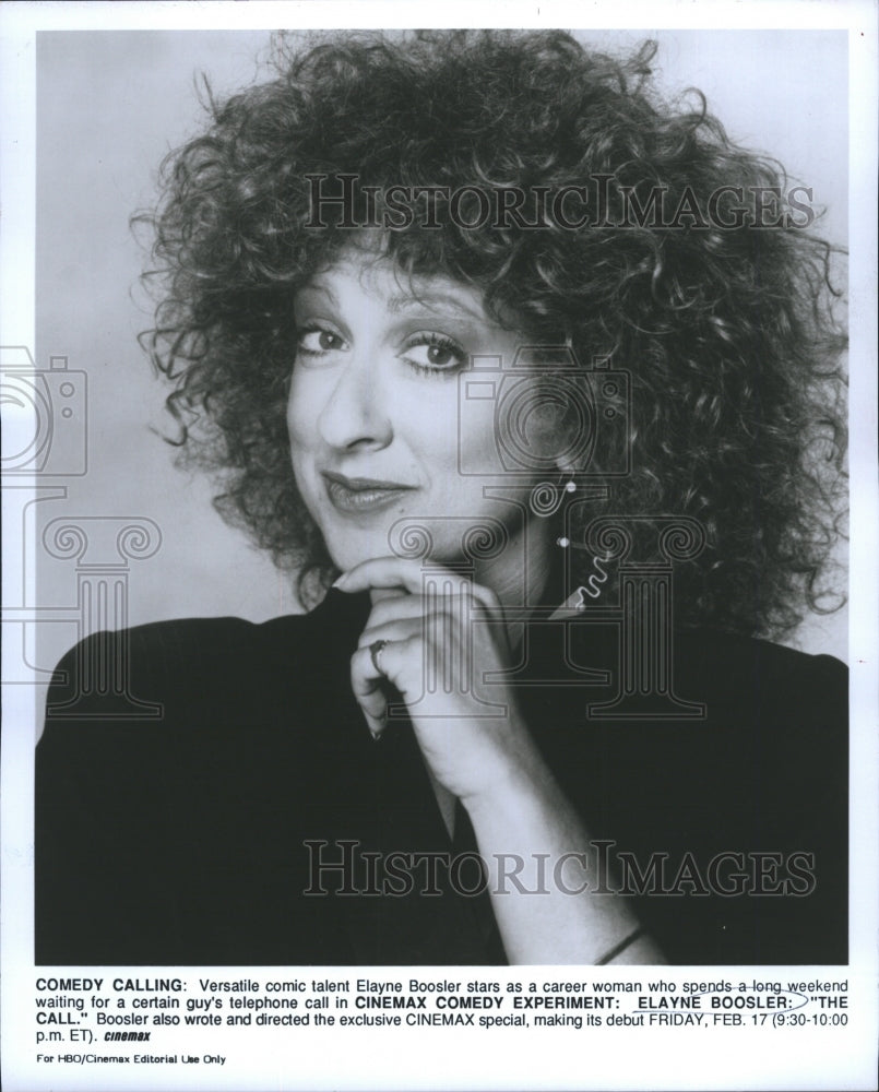 1990 Press Photo Versatile Comic Talent Elayne Booster Stars as Carrer Woman - Historic Images