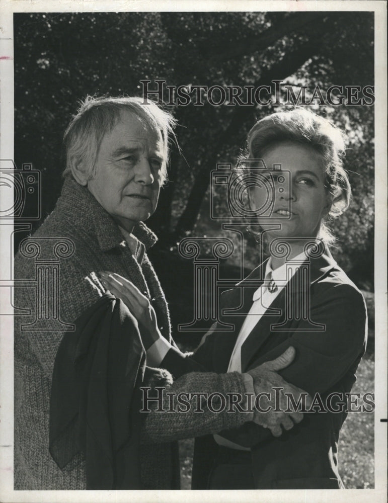 1973 Press Photo Law Ayres, as Professor MacAuley, and Sharon Acker - RSH01819 - Historic Images