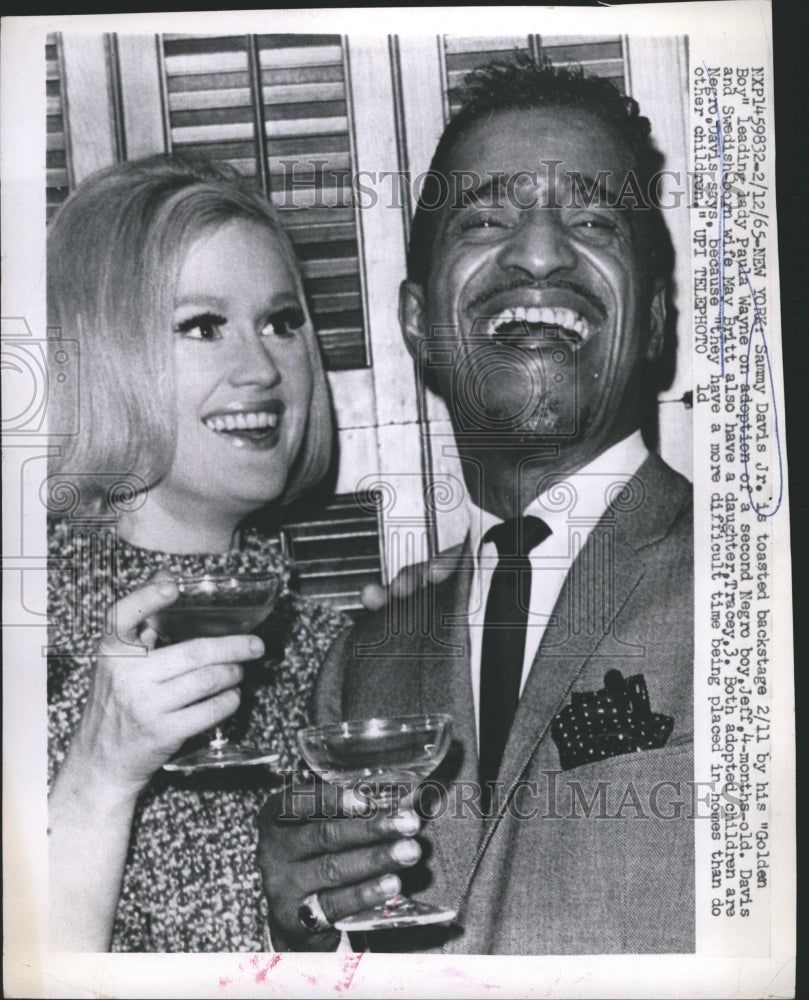 1973 Sammy Davis Jr. is toasted Backstags by his "Golden Boy"-Historic Images