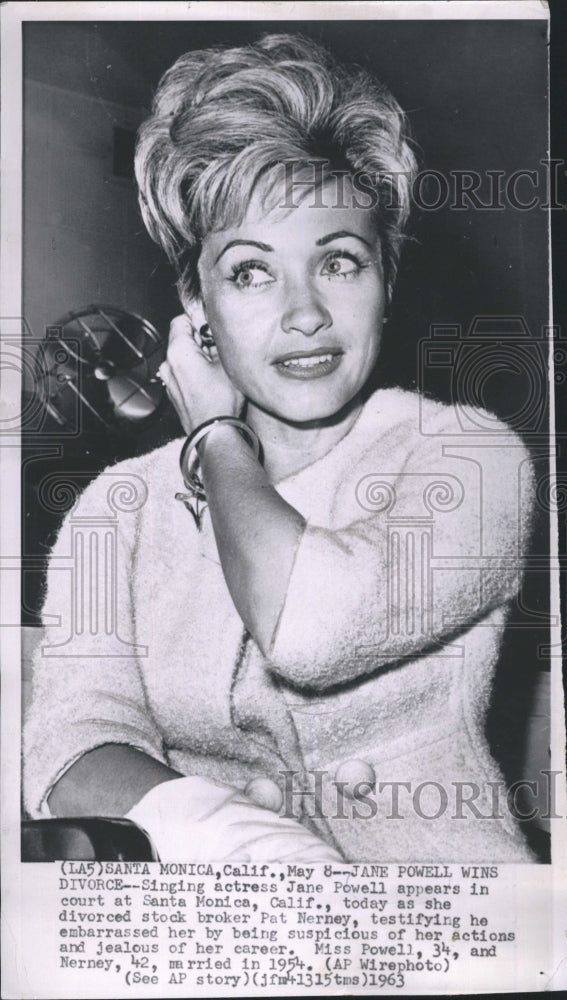 1963 Press Photo Singing Actress Jane Powell Appears in Court at Santa Monica - Historic Images