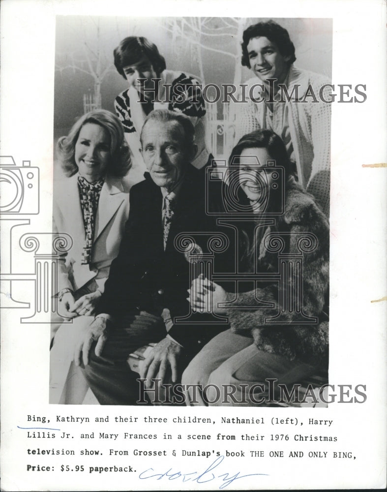 1977 Press Photo Bing, Kathryn and Their three Children, Nathaniel Harry Lillis - Historic Images