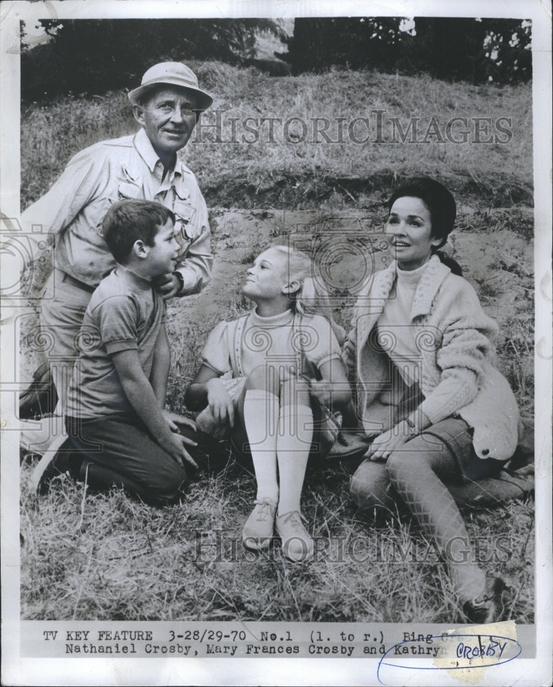 1970 Press Photo Nathaniel Crosby, Mary Frances Crosby and Kathryn - Historic Images