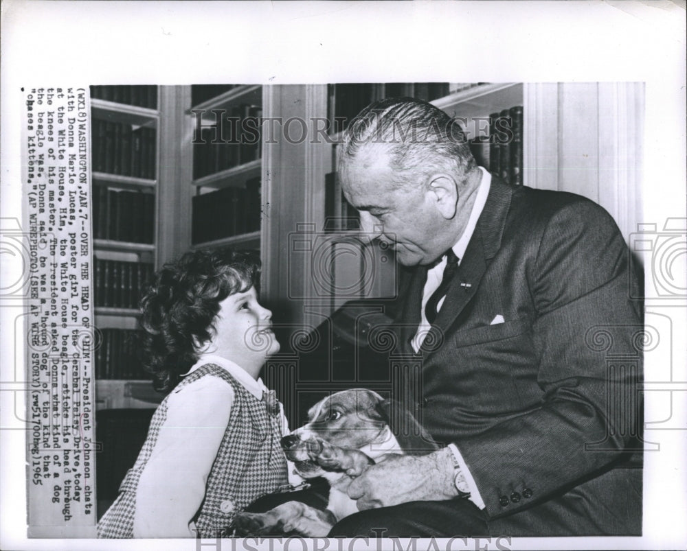 1965 Press Photo President Johnson Chats With Donna Marie Lucas - RSH03027 - Historic Images