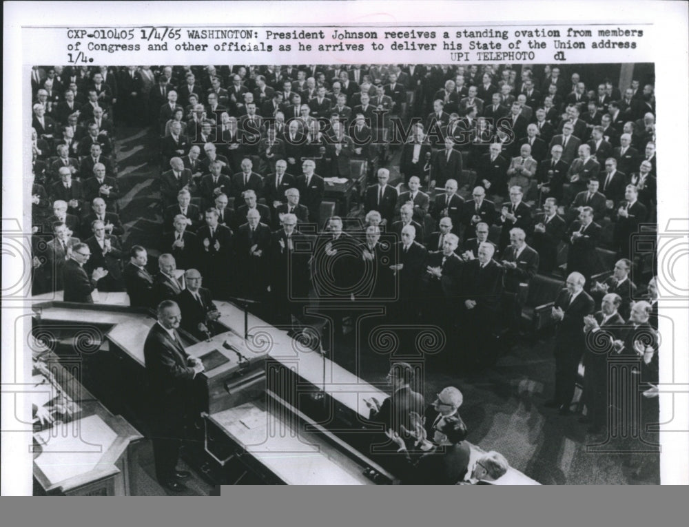 1965 Press Photo President Johnson receives a Standing Ovation from Members - Historic Images