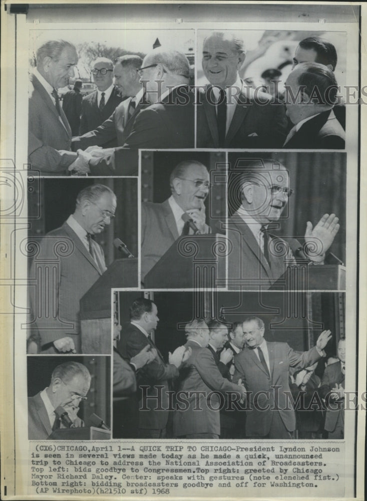 1968 Press Photo President Lyndon Johnson is Seen in Several Views - Historic Images