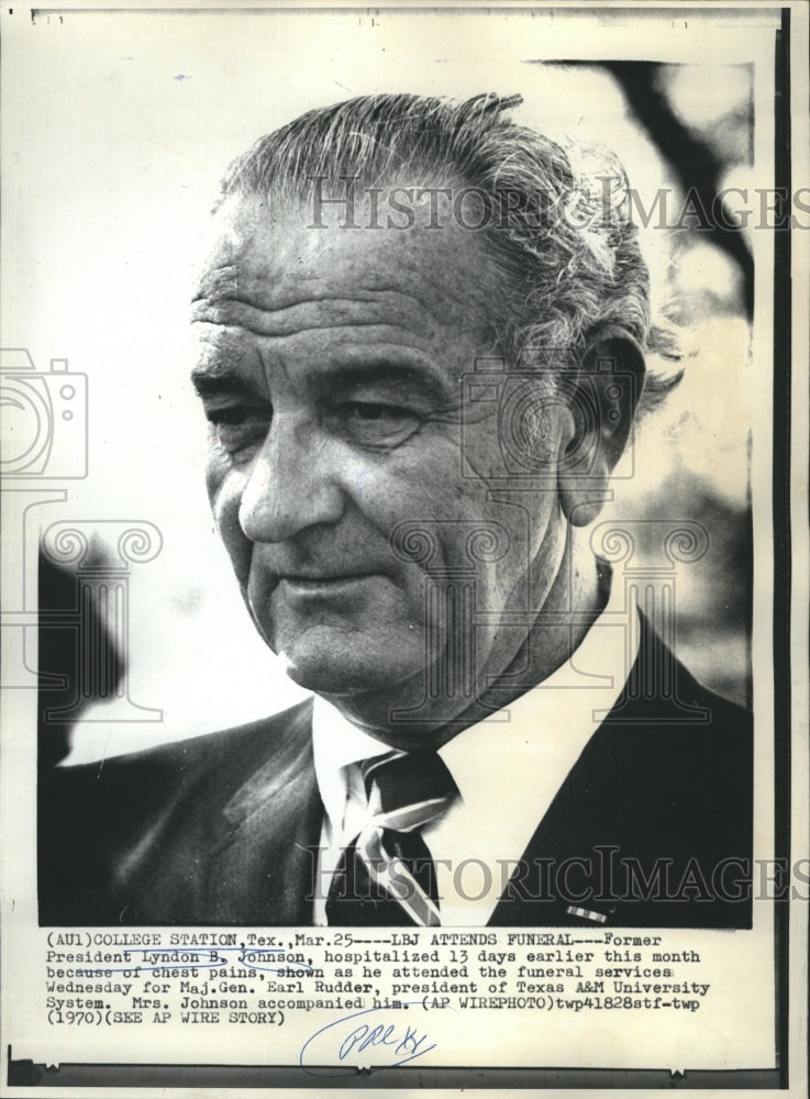 1970 Press Photo Former President Lyndon B. Johnson, Hospitalized 13 Days - Historic Images