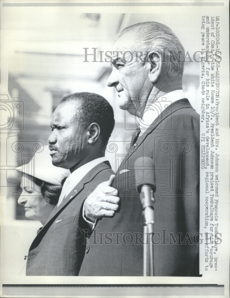 1968 Press Photo President and Mrs. Johnson Welcomed Francois Tombbaye - Historic Images