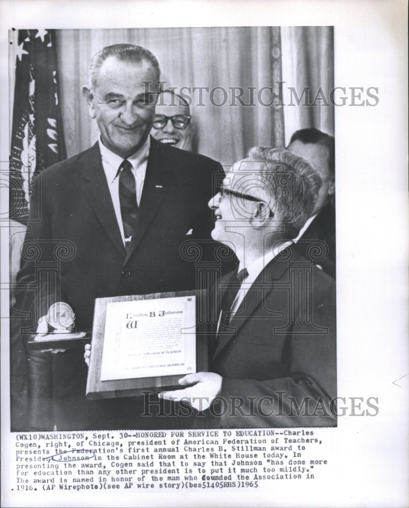 1965 Press Photo Charles Cogen, of Chicago, President of American Federation - Historic Images