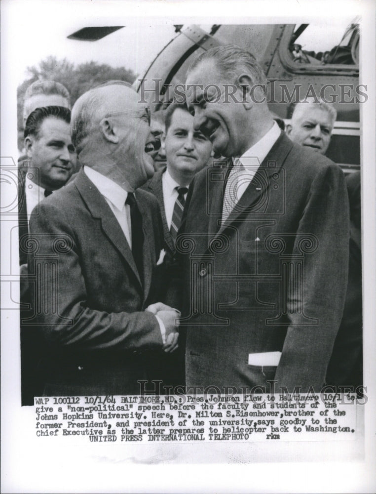 1964 Press Photo President Johnson Flew to Haltimore to Give a &quot;Non-Political&quot; - Historic Images