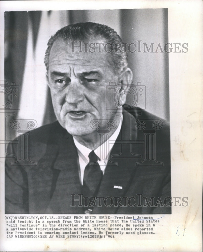 1964 Press Photo President Johnson Said Tonight in a Speech from the White House - Historic Images