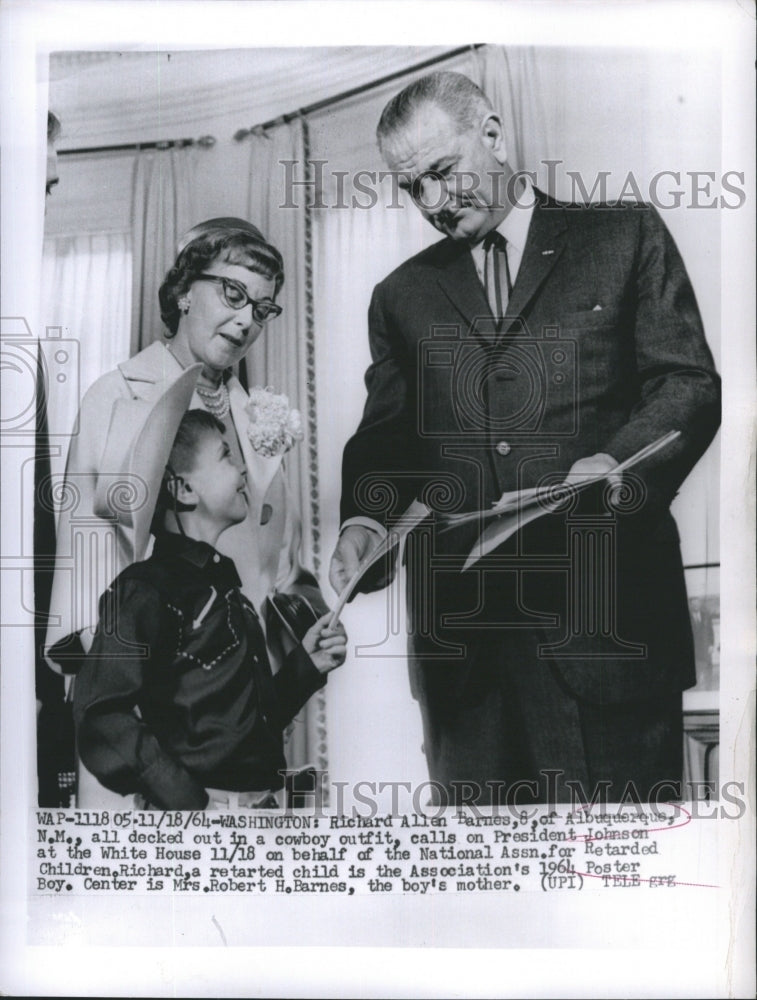 1961 Press Photo Richard Allan Barnes of Albuqueque President Johnson - Historic Images