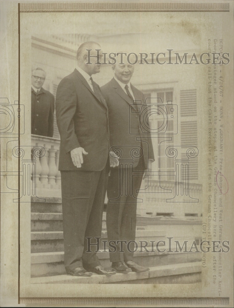 1967 Press Photo President Johnson and West German Chancellor Kurt-George - Historic Images