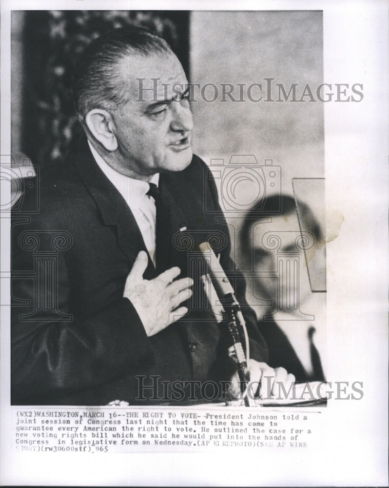 1955 Press Photo President Johnson Told a Joint Session of Congress Last Night - Historic Images