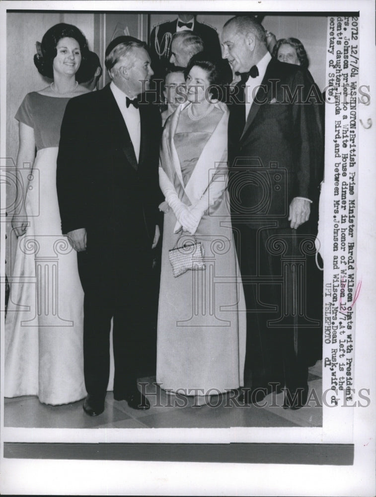 1965 Press Photo British Prime Minister Harold Wilson Chats With President - Historic Images