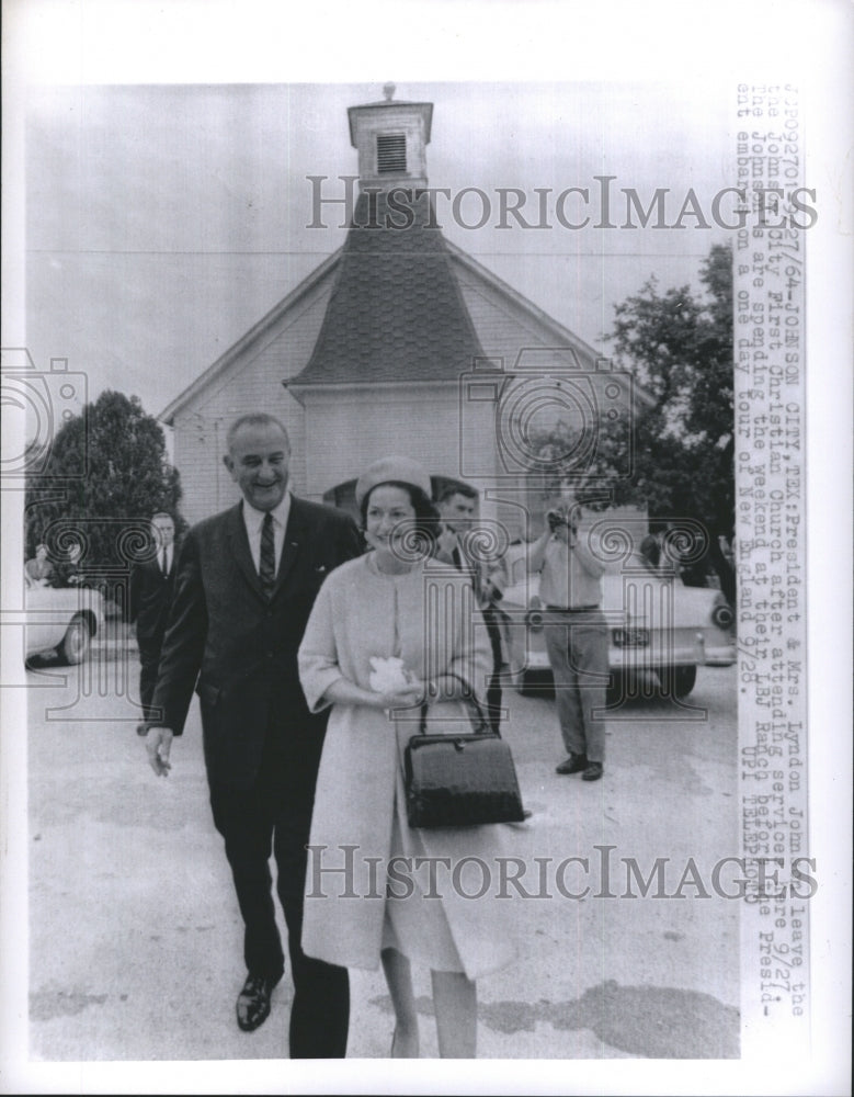 1964 Press Photo President and Mrs. Lyndon Johnson Leave Johnson City - Historic Images