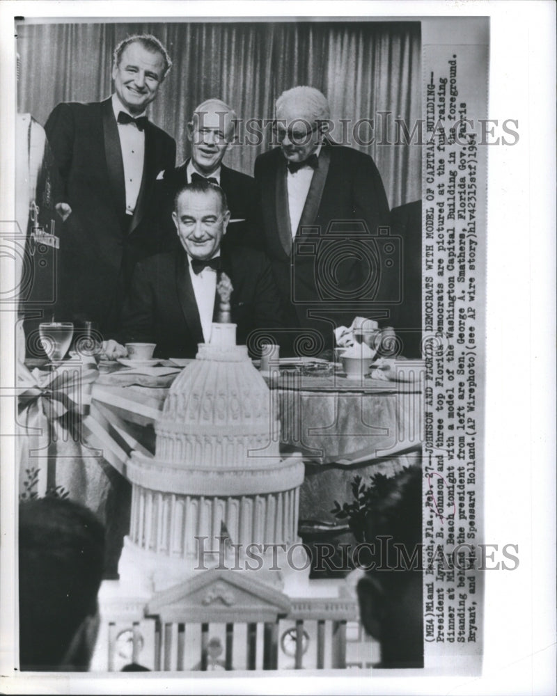 1964 Press Photo President Lyndon B. Johnson and Three top Florida Democrats - Historic Images