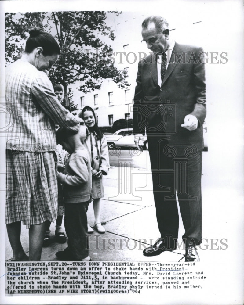 1964 Press Photo Three-Year-Old Bradley Lawrenz Turns Down Offer to Shake Hands - Historic Images