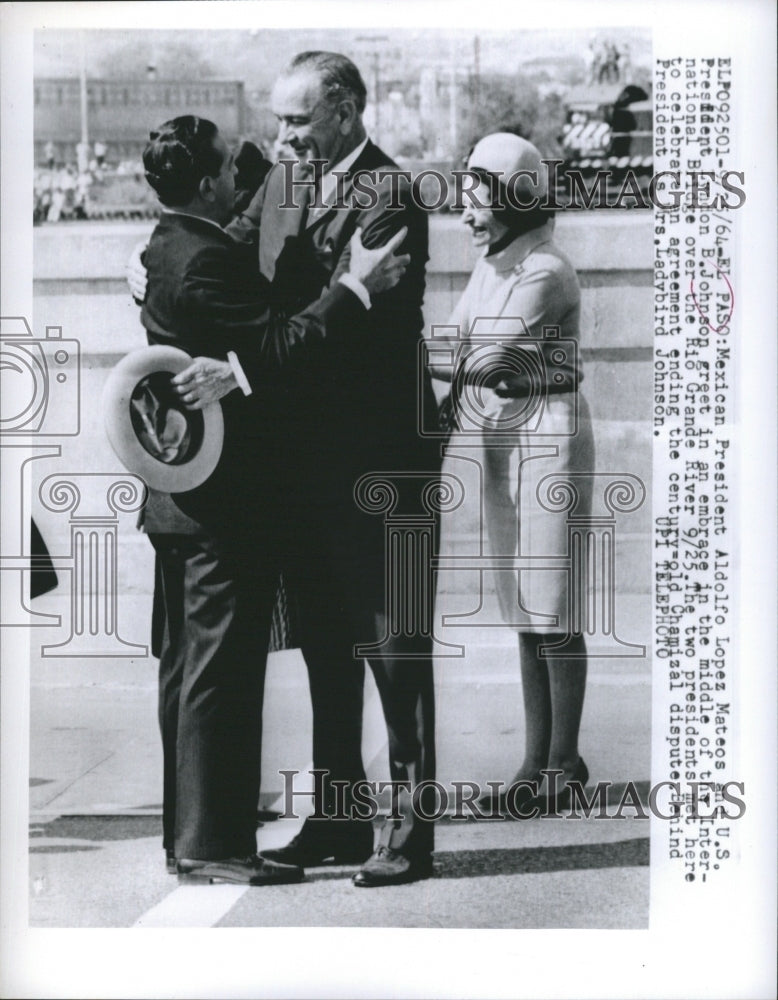 1964 Press Photo Mexican President Aldolfo Lopez Mateos and US President Lyndon - Historic Images