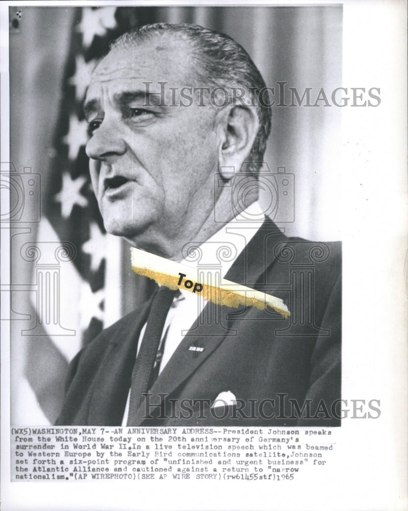 1965 Press Photo President Johnson Speaks from the White House - RSH03931 - Historic Images