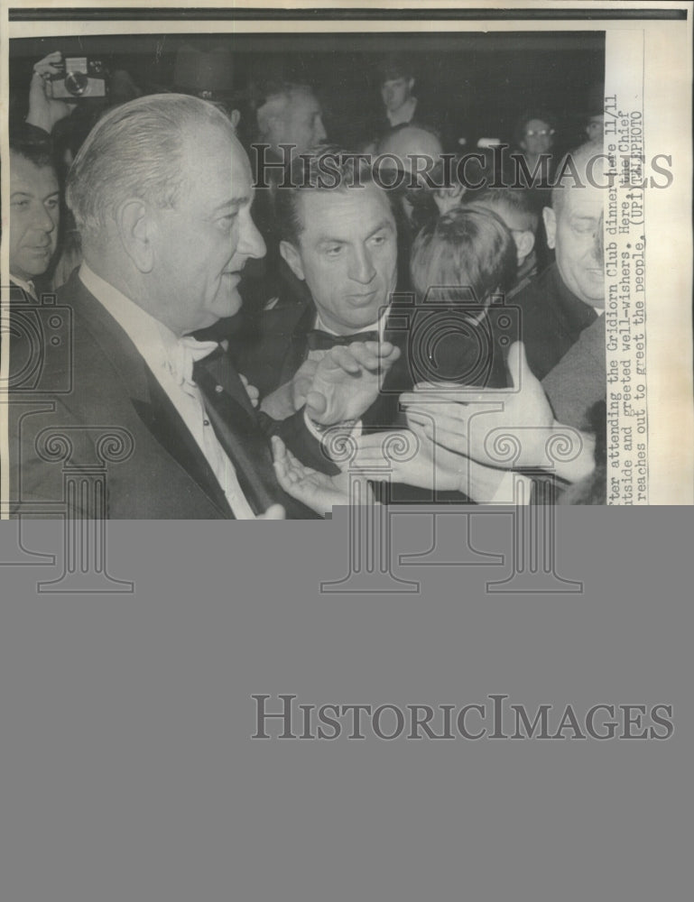 1967 Press Photo After Attending the Gridiorn Club Dinner Here President Johnson - Historic Images