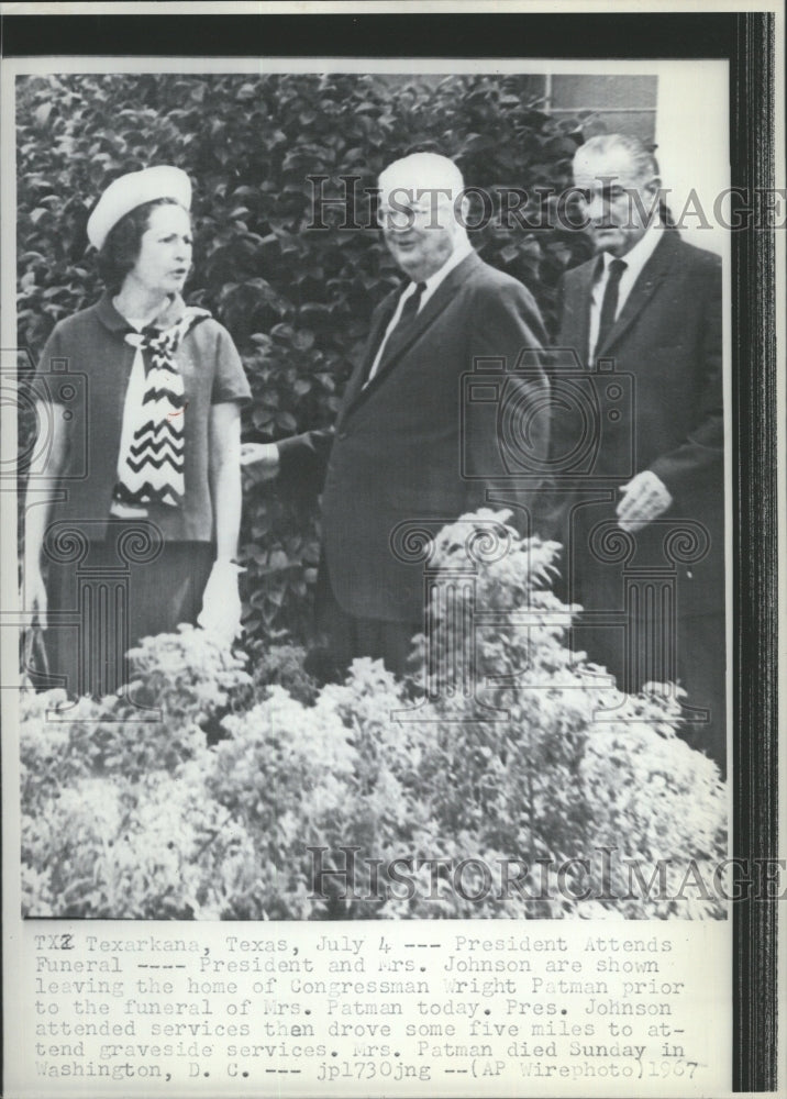 1967 Press Photo President Attends Funeral -- President and Mrs. Johnson - Historic Images