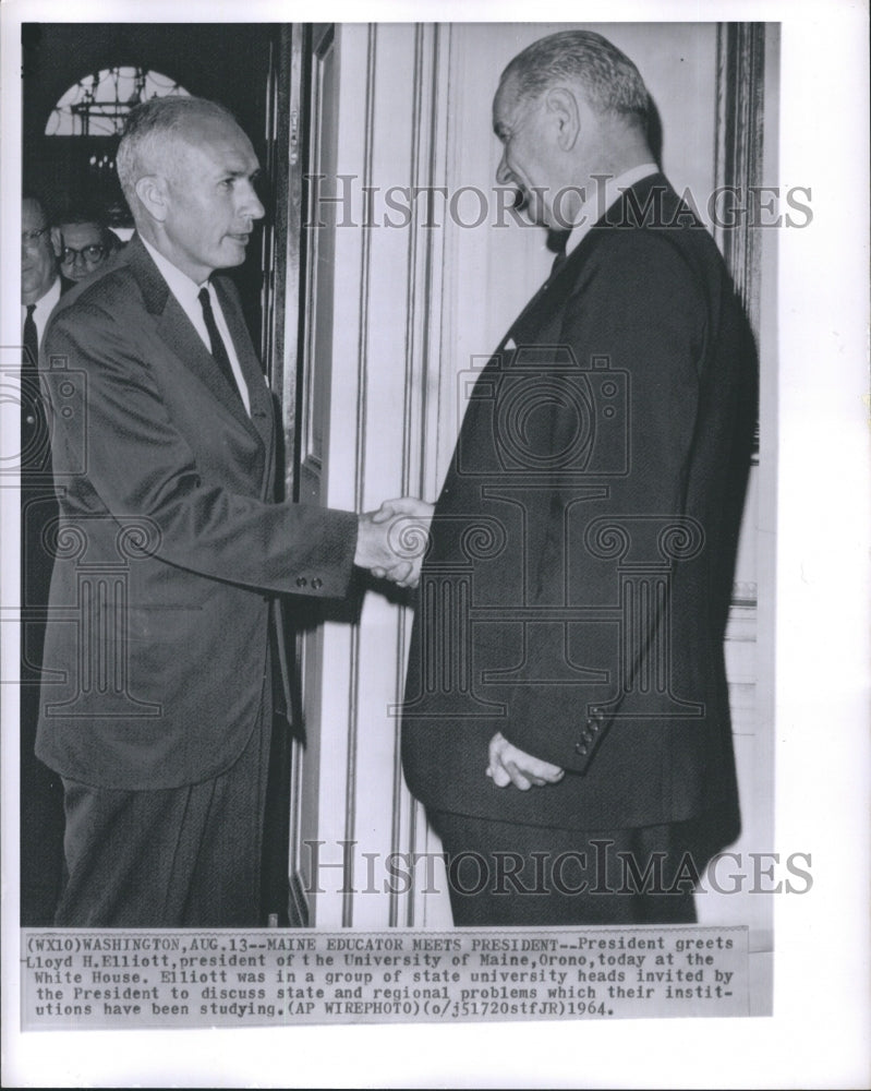 1964 Press Photo President Greets Adleyd H. Elliott - RSH04201 - Historic Images