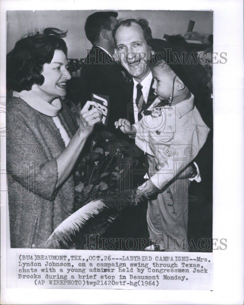 1964 Press Photo Mrs. Lyndon Johnson, On a Campaign Swing Through teaxas - Historic Images