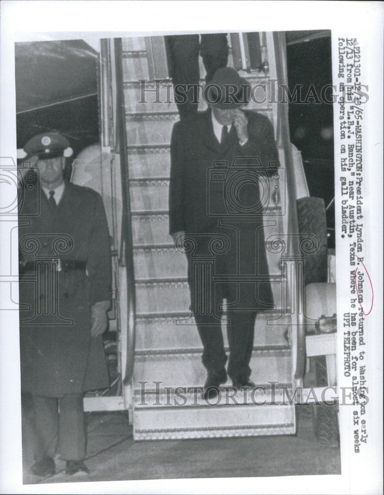 1965 Press Photo President Lyndon B. Johnson Returned to Washington - RSH04229 - Historic Images