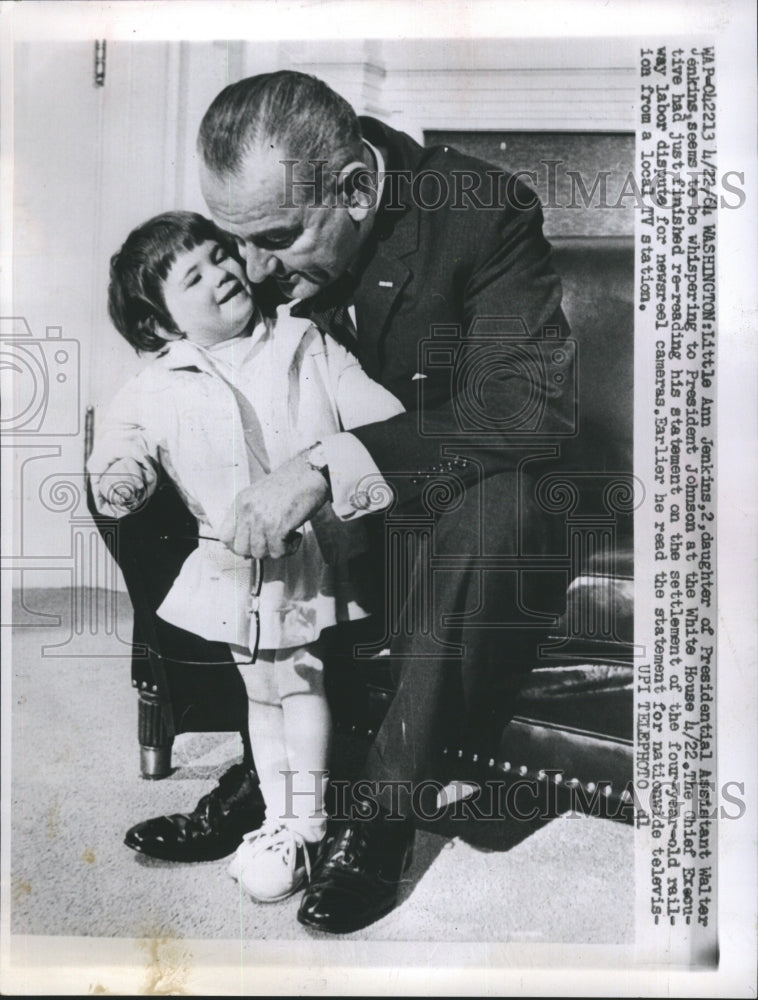 1964 Press Photo Little Ann Jenkins Daughter of Presidential Assistant Walter - Historic Images