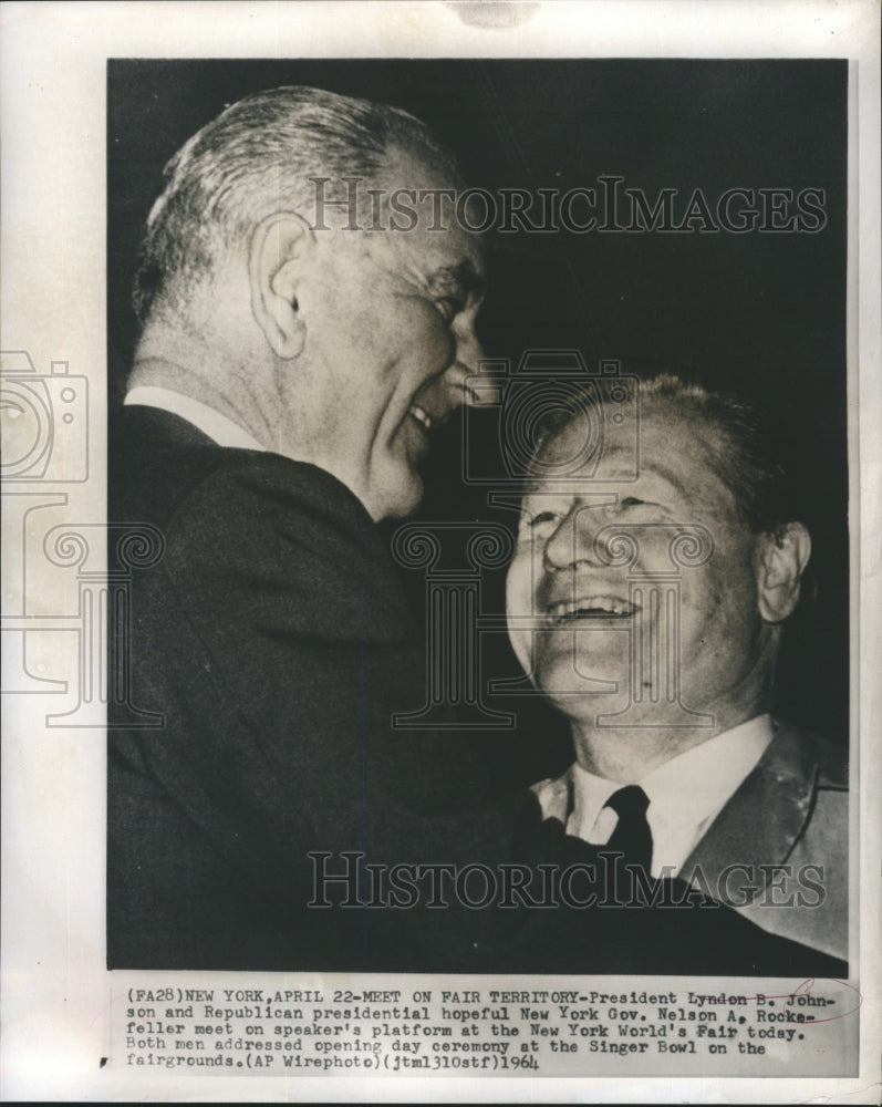 1964 Press Photo President Lyndon B. Johnson and Republican Presidential Hopeful - Historic Images